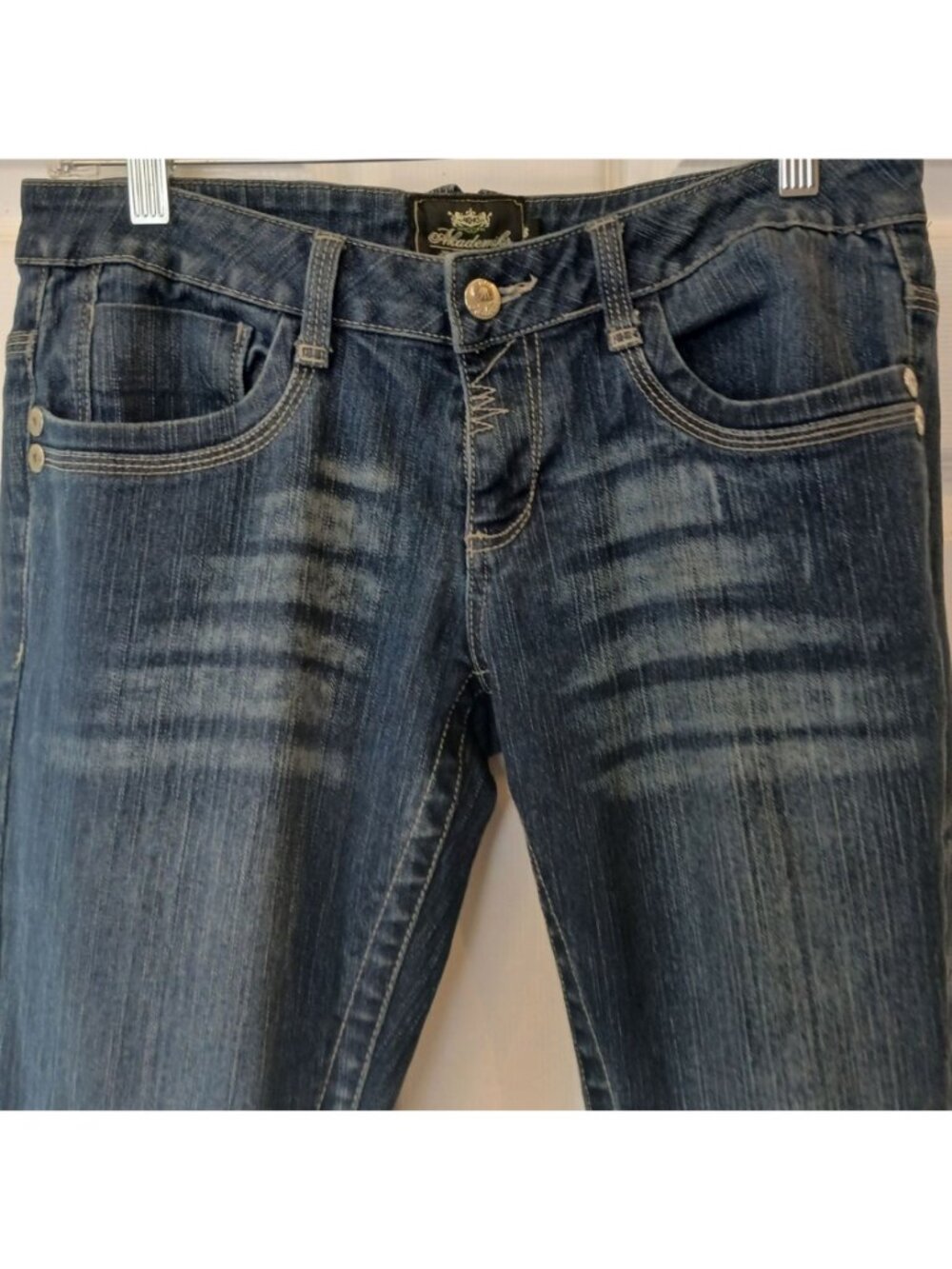 Akademiks Womens Sz 8 Embellished Skinny Jeans Sequin Back Pockets Dark Wash *N3 - Picture 9 of 15